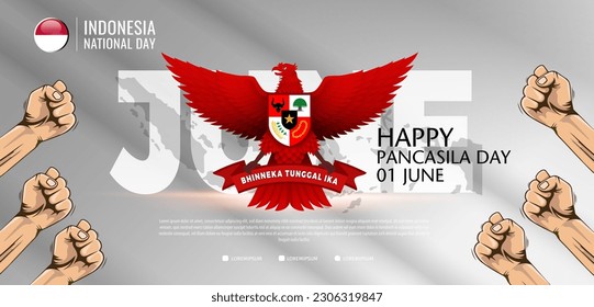 Happy Pancasila Day poster Banner Template.
The Day of Birth of Pancasila Vector Illustration. svg
