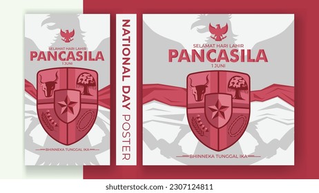 Happy Pancasila Day, selamat hari lahir pancasila, holidays 1 june pancasila day, indonesia garuda emblem vector illustration svg