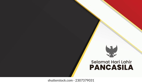 Happy Pancasila Day. Selamat Hari Lahir Pancasila means Happy Birthday Pancasila. Design abstract of background and silhouette of Indonesian Garuda symbol
