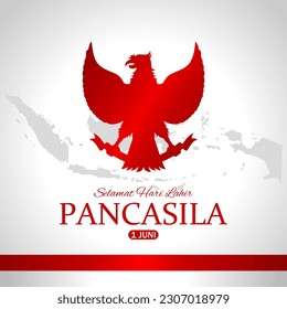 Happy Pancasila day template. Vector illustration. Suitable for Poster, Banners, background and greeting card. 