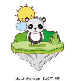 happy panda animal in the float island