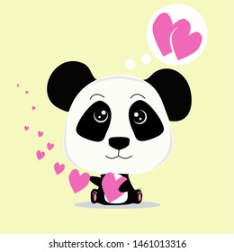 A happy panda bear with hearts. This vector illustration can go wIth sticker fnd decroation object