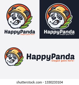 Happy Panda Cartoon Logo 