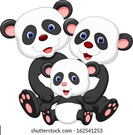 Happy panda family