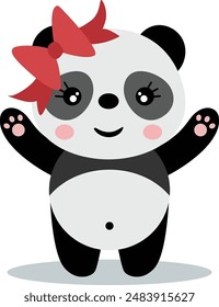 Happy panda girl with bow