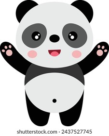 Happy panda isolated on white