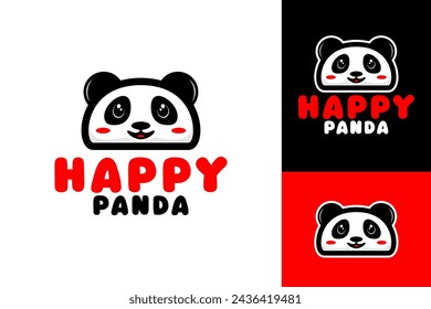 Happy Panda Mascot Illustration Logo Design