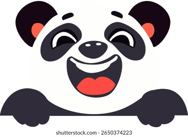 Happy Panda Peeking Cartoon hand drawn