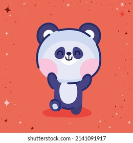 happy panda poster with stars