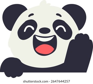 Happy Panda Waving Hello Cartoon