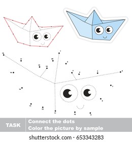 Happy Paper Ship. Dot to dot educational game for kids.