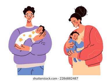 Happy parent family parenthood mum dad child hug concept. Vector graphic design illustration
