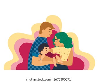 Happy parenthood. Vector illustration with isolated elements