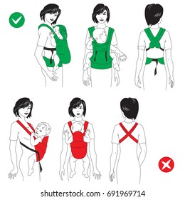 Baby Carrier Vector Art & Graphics