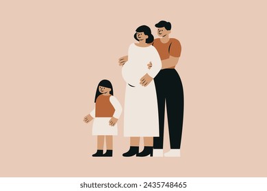 Happy Parents and Children Vector Illustration