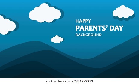 The happy Parents' Day blue sky and clouds vector background portrays a delightful scene against a clear and vibrant blue sky.