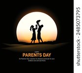Happy Parents Day. Parents day creative concept banner, poster, social media post, postcard, background, template, greetings card, sales discount banner design etc. The Promise of Playful Parenting.