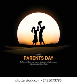 Happy Parents Day. Parents day creative concept banner, poster, social media post, postcard, background, template, greetings card, sales discount banner design etc. The Promise of Playful Parenting.