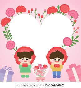  Happy Parents day frame with lettering on pink background