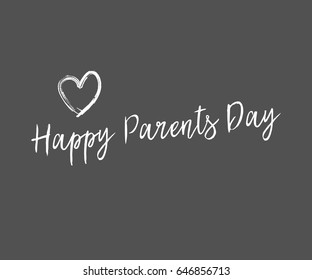 Happy Parents Day gray vector illustration with white heart
