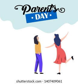 Happy Parents Day Greeting Card Vintage Vector Template Design Background Illustration