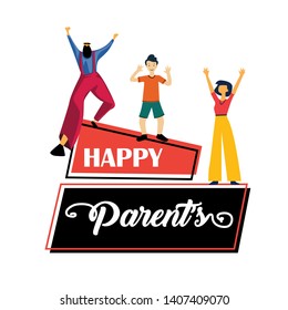 Happy Parents Day Greeting Card Vintage Vector Template Design Background Illustration