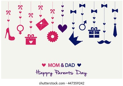 Happy Parents Day Greeting Card Or Background. Vector Illustration.