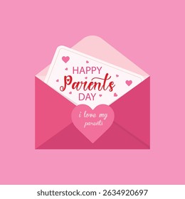 Happy Parents Day poster design. Global Day of Parents vector illustration. valentine card with hearts