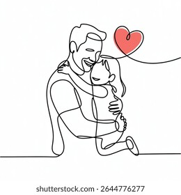 Happy Parent's  Day Single continuous line drawing  line art vector. minimal father and daughter print for tshirt designs.  One line draw graphic design vector illustration 