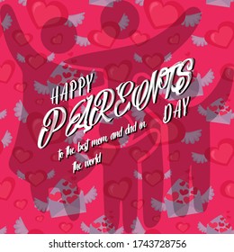 Happy Parents Day Typography Vector Design On Red Background,In Vector Format