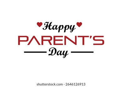 Happy Parents Day vector illustration featuring heart symbols and love-themed design. Perfect for greeting cards, posters, social media, and family celebration projects honoring parents.