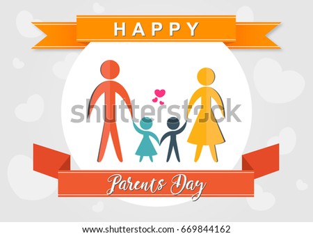 Happy parents day vector illustration with paper and colorful theme