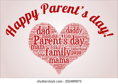 Happy Parent's day wordcloud concept in vector