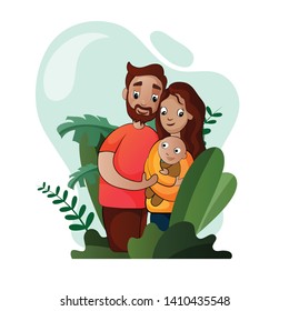 Happy parents, family with a new born baby 