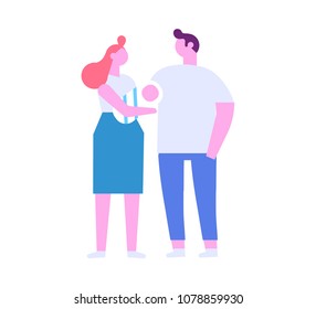 Happy parents. Flat vector illustration isolated on white.