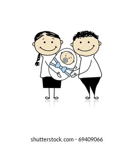 Happy parents with newborn baby