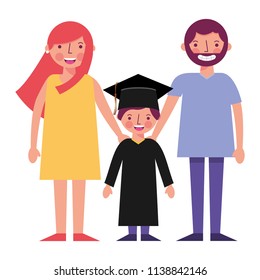 happy parents and school graduate boy