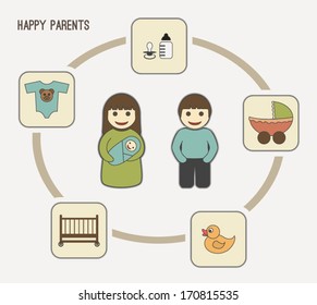 happy parents, vector