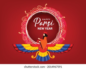 Happy Parsi New Year Vector Illustration Background. Navroz Mubarak Greeting Card Design.