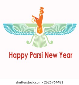 Feliz Ano Novo Parsi Ilustração Vetor. "Navroz Mubarak Greeting Card Design" (em inglês).	