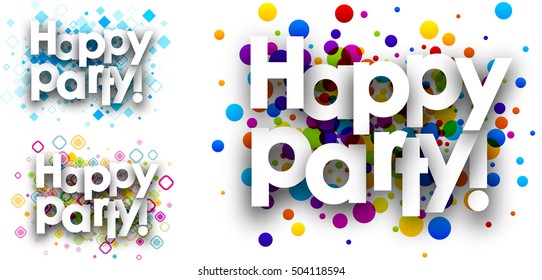 Juego de colores de fiesta feliz. Ilustración de papel vector.