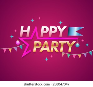Happy Party design template with star. Vector illustration.