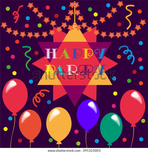 Happy Party Poster Background Confetti Balloons Royalty Free