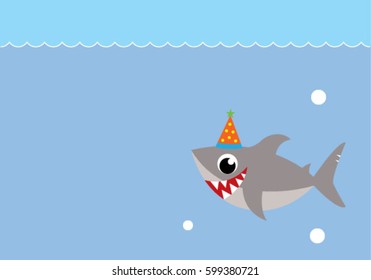 happy party shark birthday card