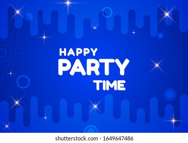 Happy party time blue color trend snowflake background art design. vector illustration 