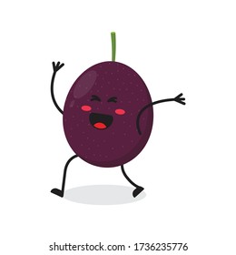 happy passion fruit cute character mascot vector design