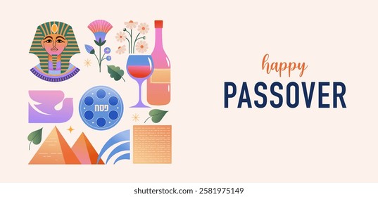 Happy Passover background, banner and poster design. Geometrical modern minimalist concept vector illustration