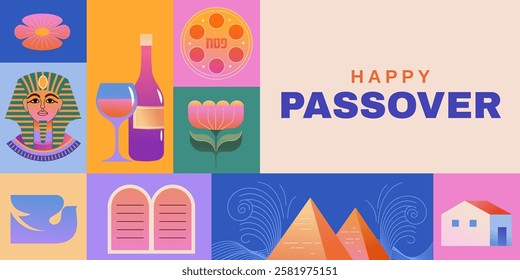 Happy Passover background, banner and poster design. Geometrical modern minimalist concept vector illustration