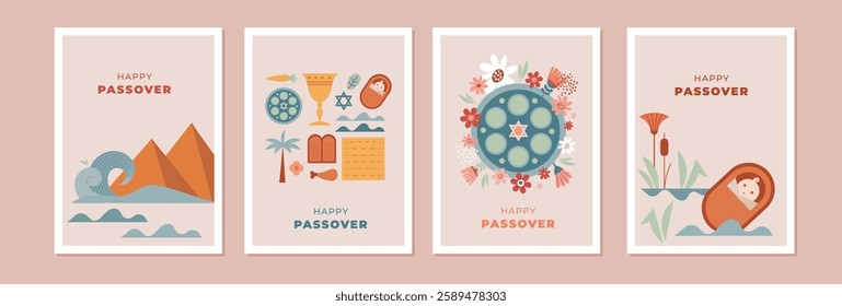 Happy Passover background, banner and poster design. Geometrical modern bold concept illustration