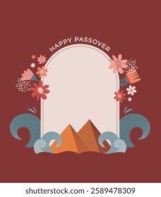 Happy Passover background, banner and poster design. Geometrical modern minimalist concept vector illustration